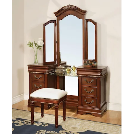 Traditional Vanity with Trifold Mirror